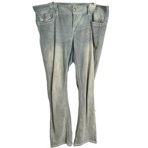 Maurice's Premium Womens Grey Mid-Rise Beaded Light Wash Jeans Size 15/16 R